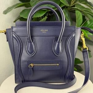 💎✨Authentic Celine Nano Luggage Tote Bag Navy Blue